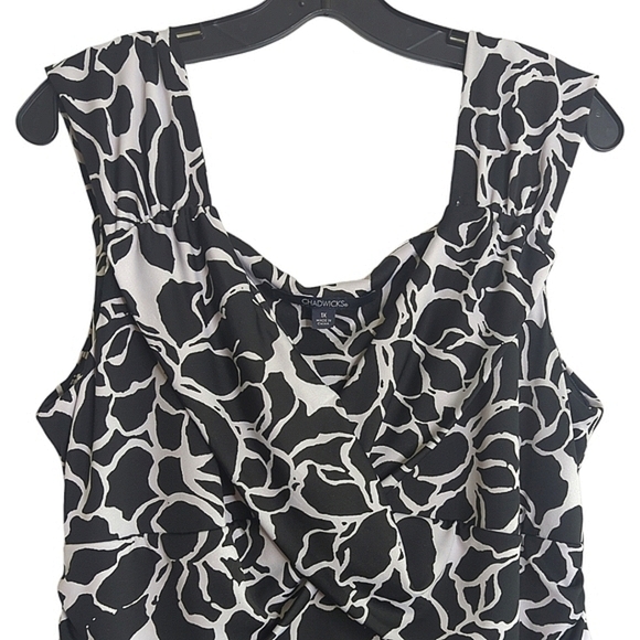 Chadwicks Black and White Sleeveless Floral Midi Dress 1X - Picture 4 of 10